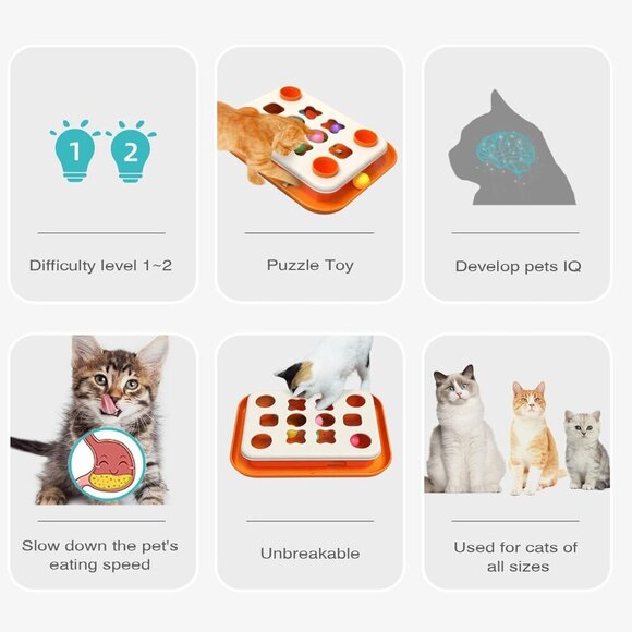 AUTENS Cat Toy Puzzle Track Ball Feeder Interactive Chase Exercise Treat Hunting - Picture 2 of 7